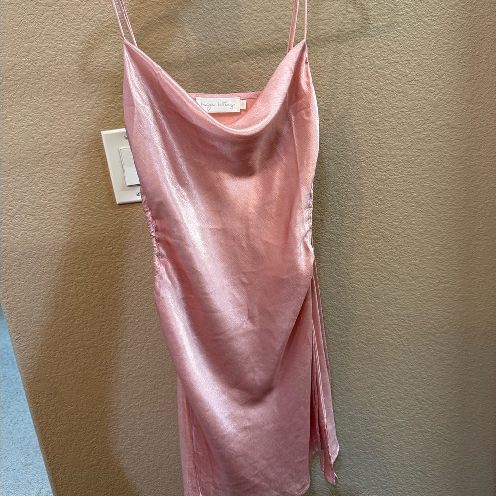 Pretty pink satin mini dress